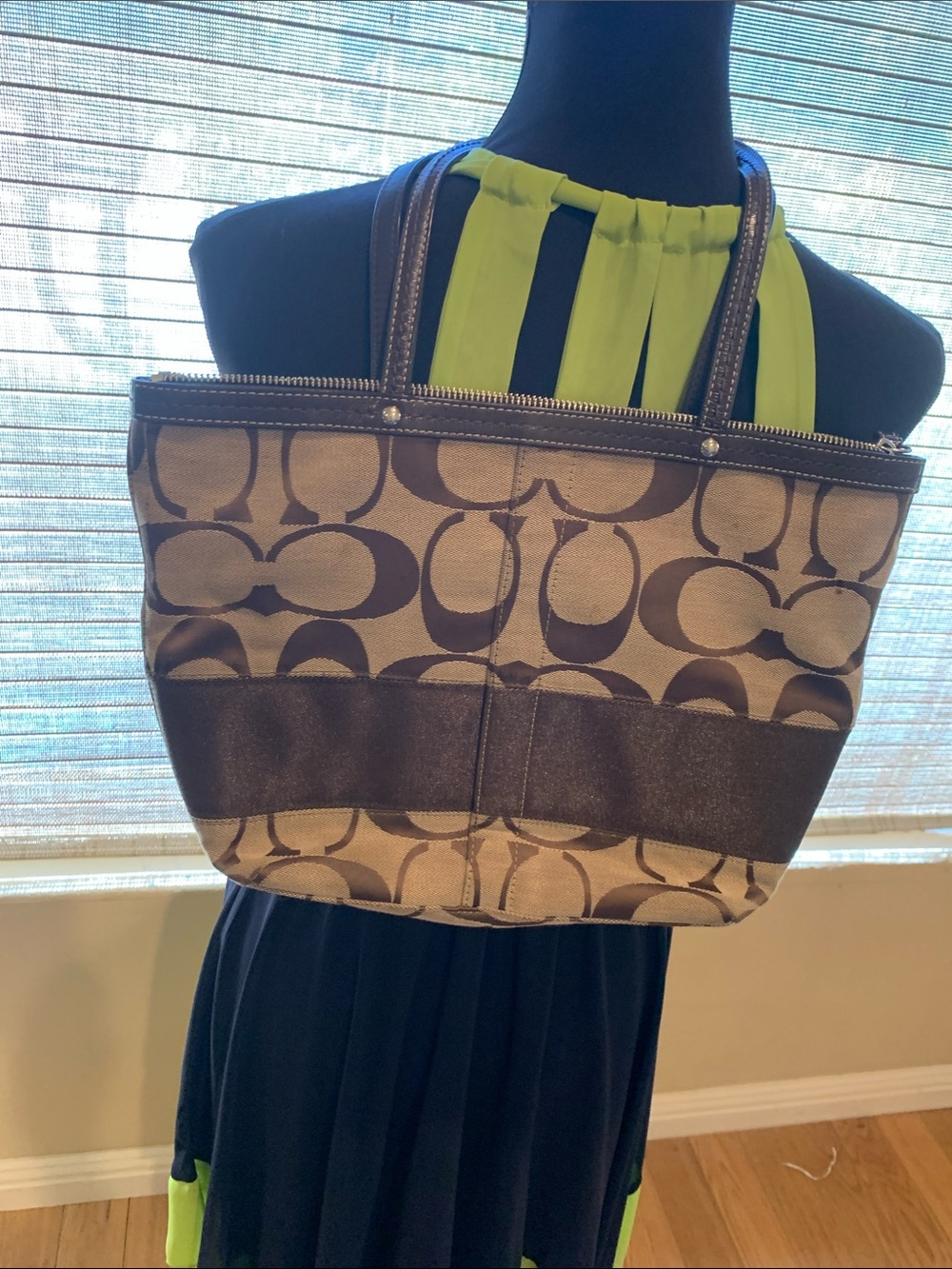 Coach Signature Canvas Tote in Brown and Cream